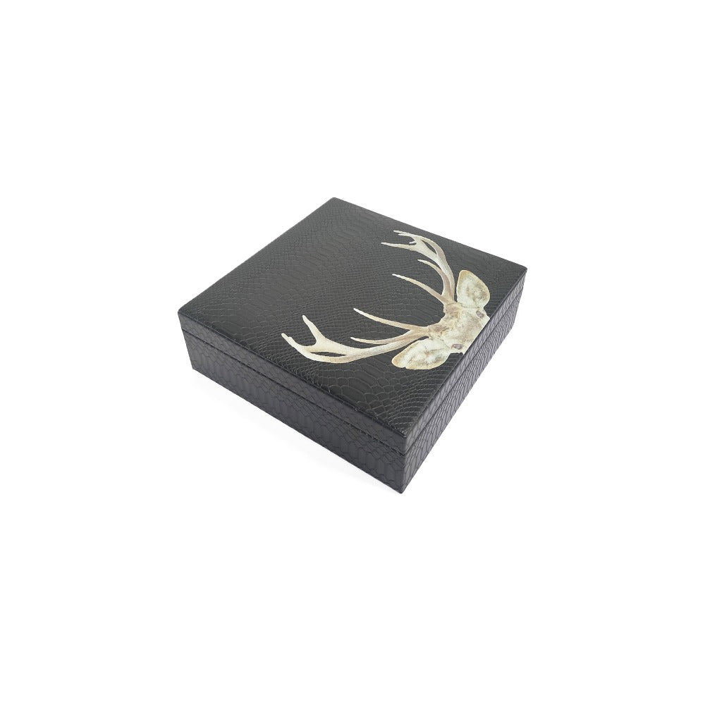 CAJA DE TE 9 NEGRO MATE VENADO