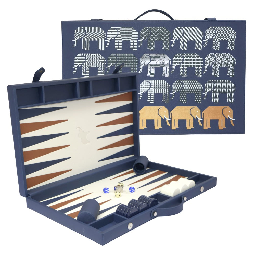 BACKGAMMON GRANDE FORRO AZUL NOCHE PEDRO FRIEDEBERG