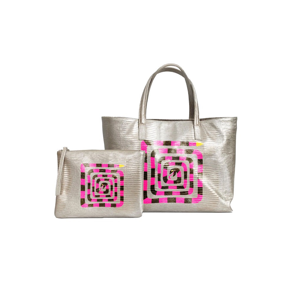 BOLSA MATEA PLAYA TEJUS PLATA BEIGE