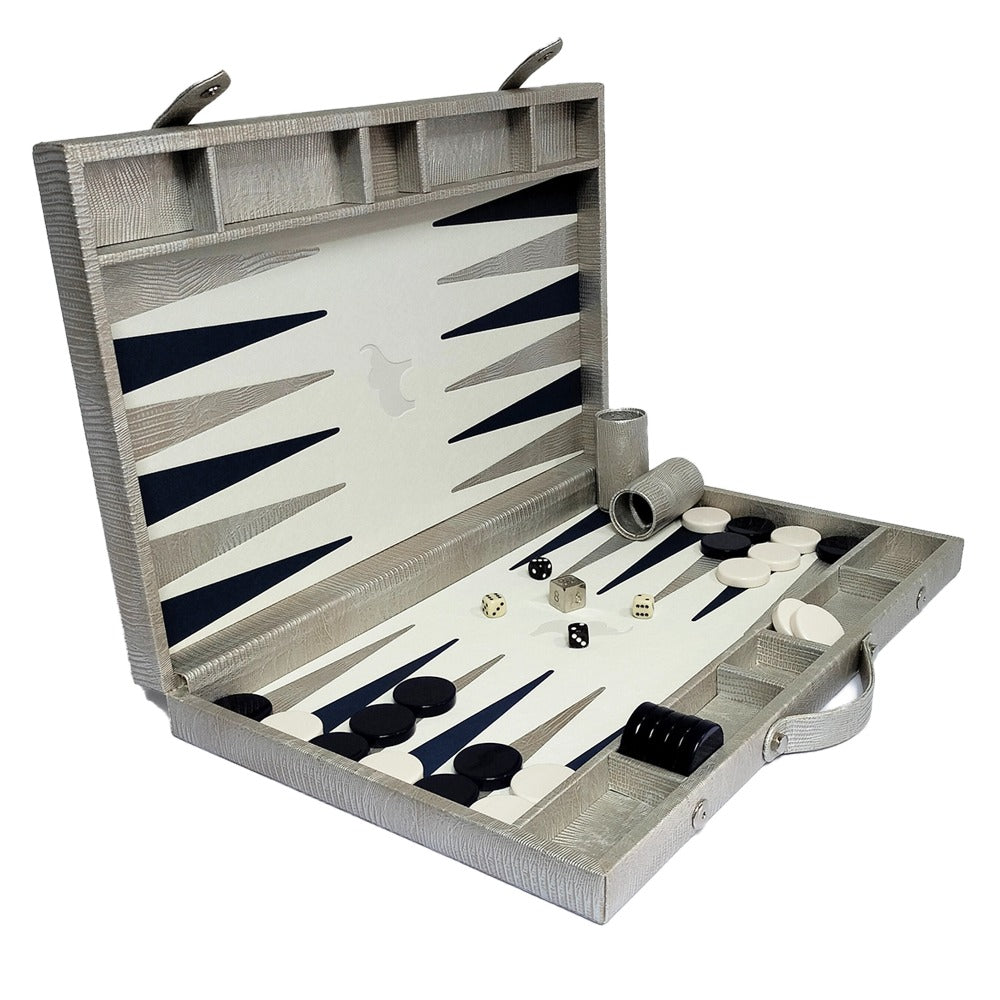 BACKGAMMON GRANDE TEJUS PLATA BEIGE