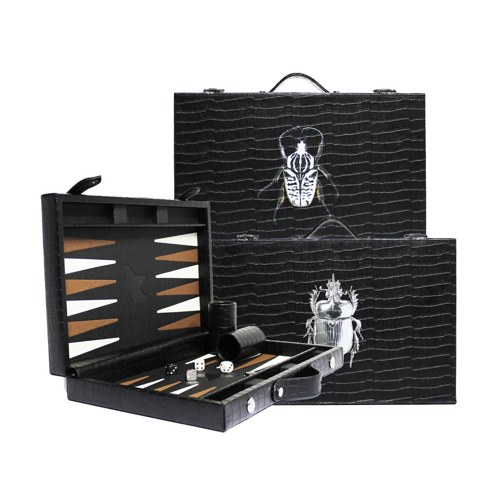 BACKGAMMON MEDIANO CROCO NEGRO