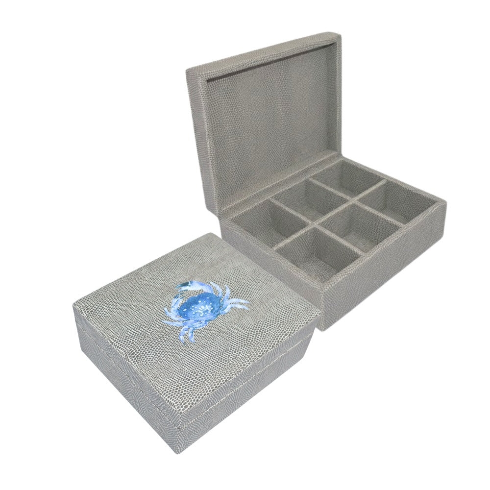 6-Compartment Gray Reptile Tea Box