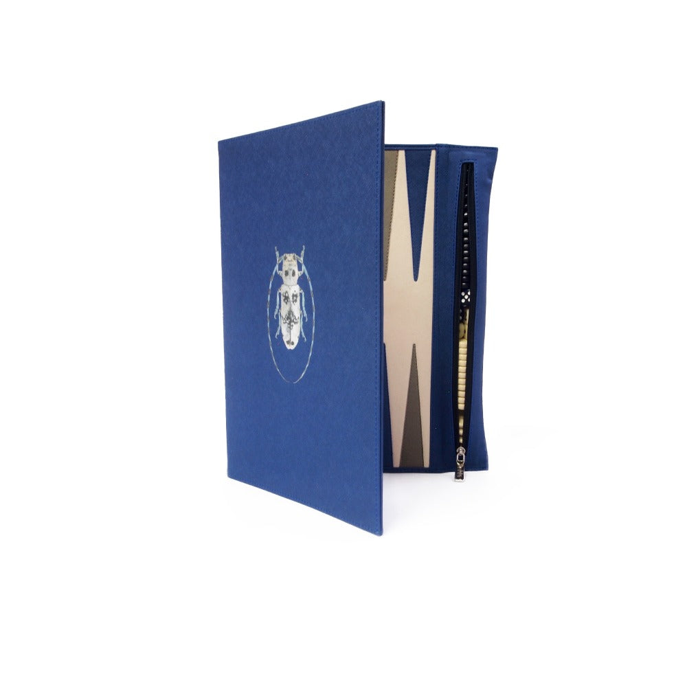 BACKGAMMON DE VIAJE FORRO AZUL MEDIO