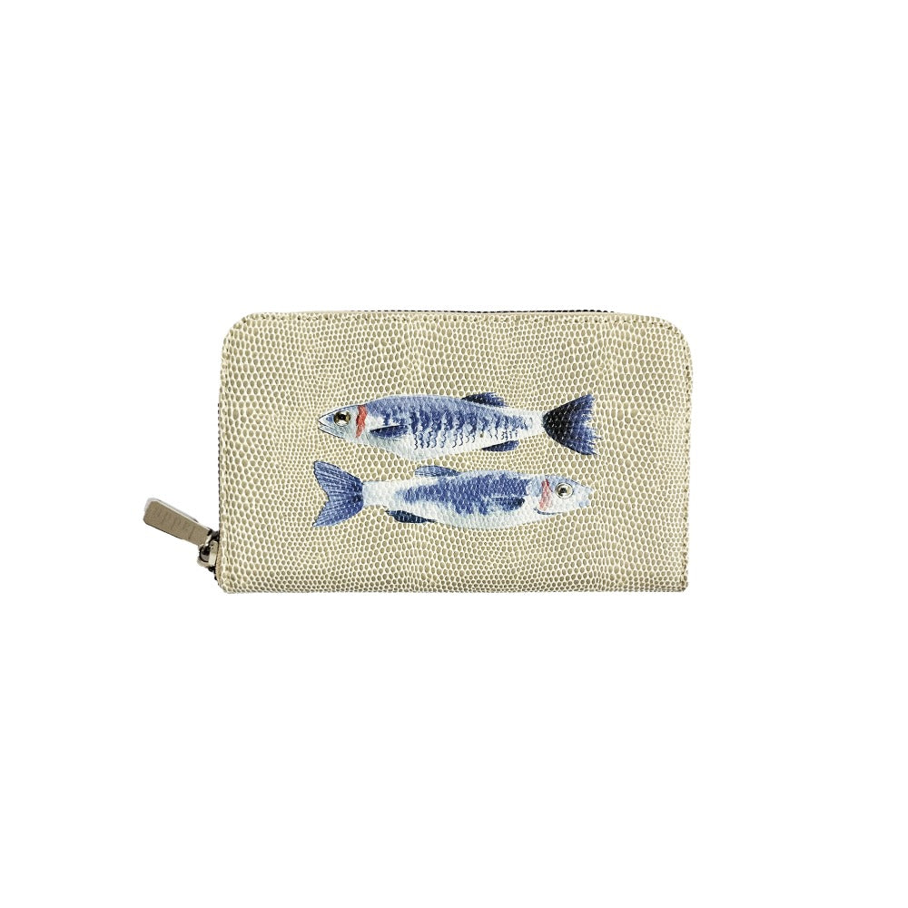 CARTERA MINI LICHA RAYITAS CARNE