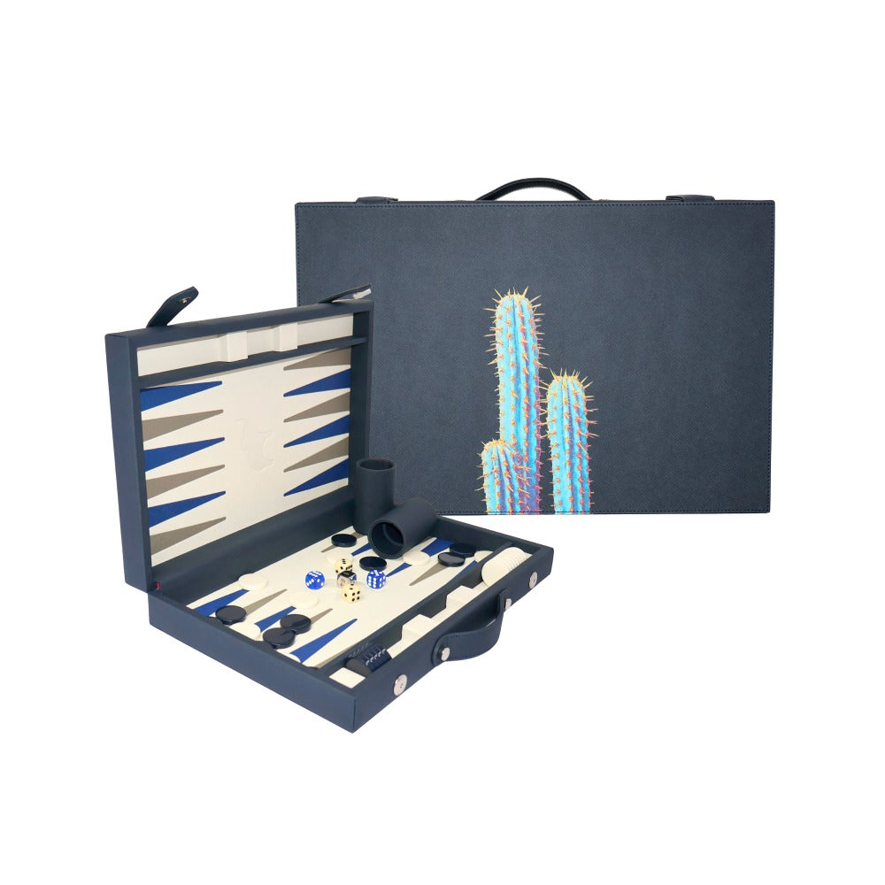 BACKGAMMON MEDIANO FORRO AZUL MARINO
