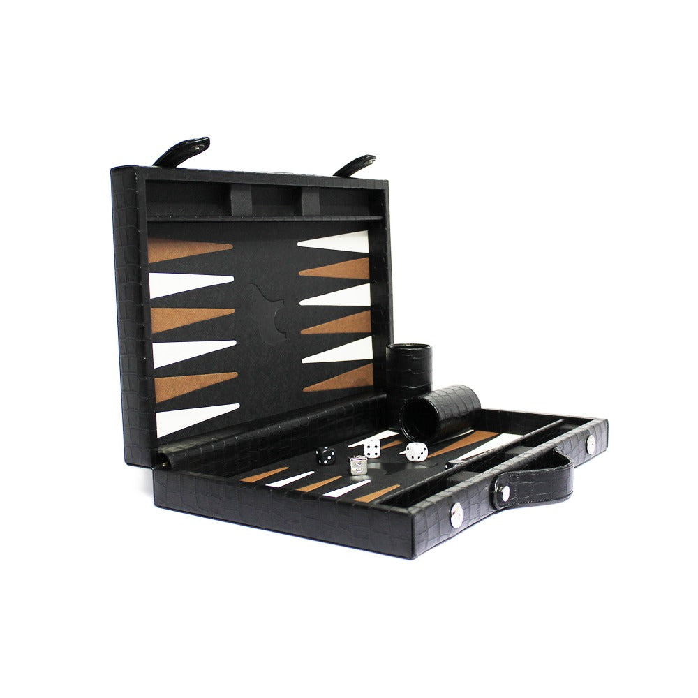BACKGAMMON MEDIANO CROCO NEGRO