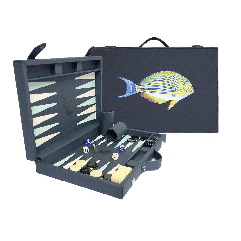 BACKGAMMON MEDIANO FORRO AZUL MARINO