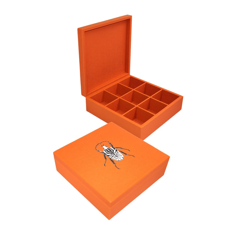CAJA DE TE 9 FORRO NARANJA