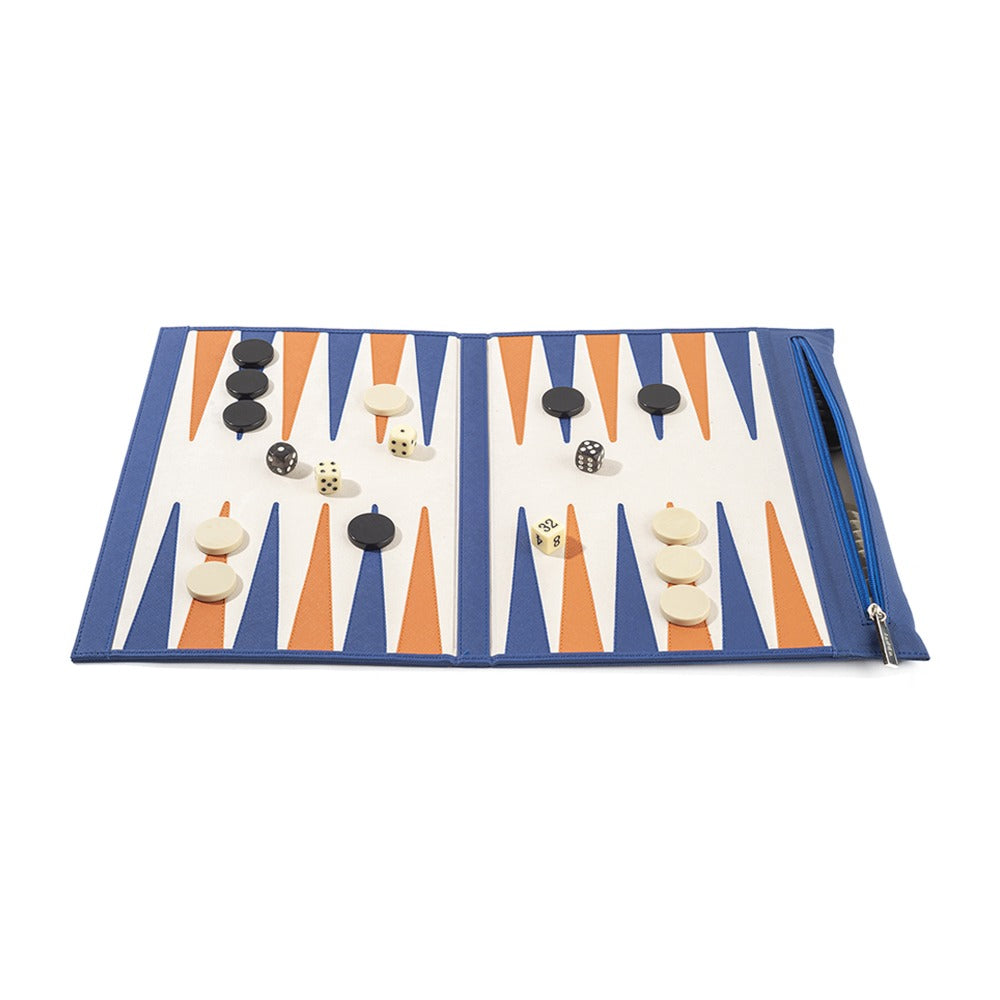 BACKGAMMON DE VIAJE FORRO AZUL MEDIO