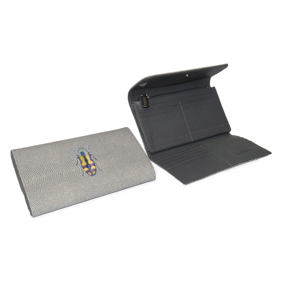 CARTERA LICHA REPTIL GRIS