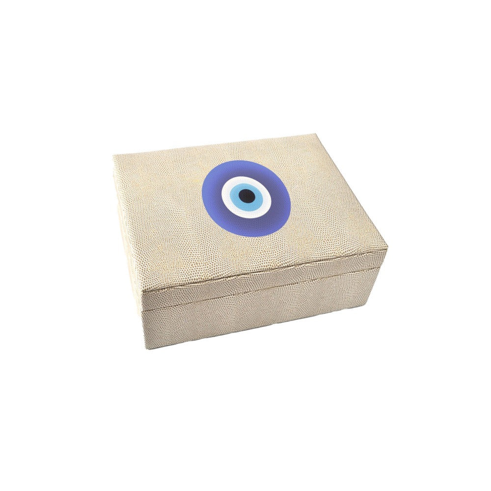 CAJA DECORATIVA MEDIANA RAYITAS CARNE