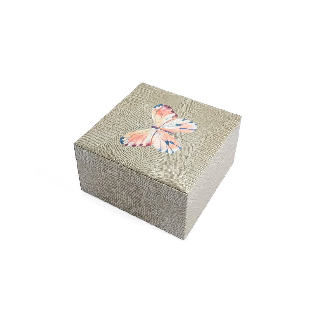 CAJA DE TE 4 TEJUS PLATA BEIGE