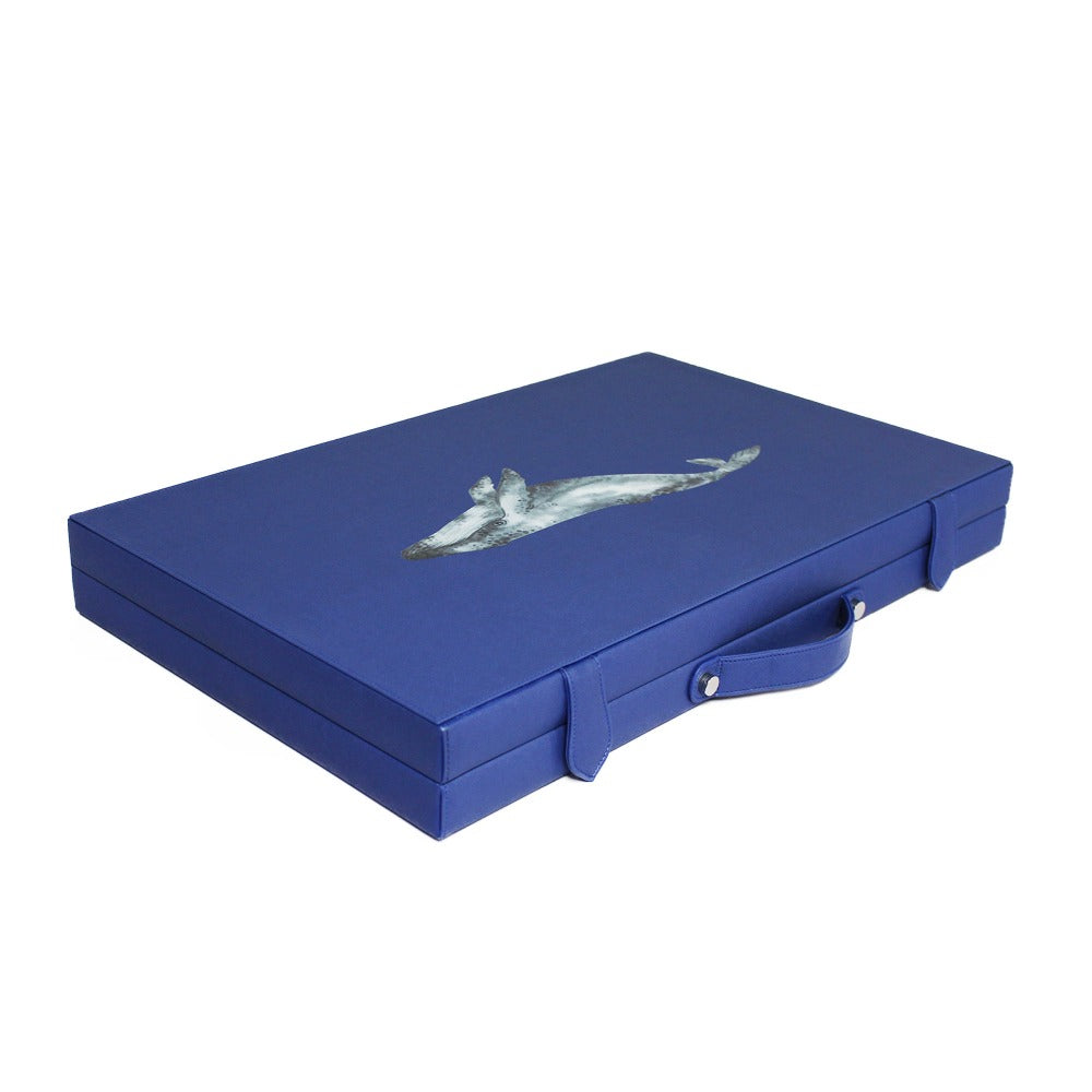BACKGAMMON GRANDE FORRO AZUL MEDIO