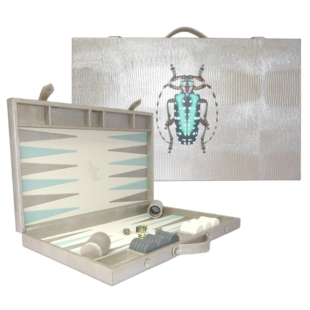 BACKGAMMON GRANDE TEJUS PLATA BEIGE