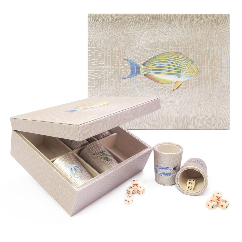 SET CUBILETES TEJUS PLATA BEIGE