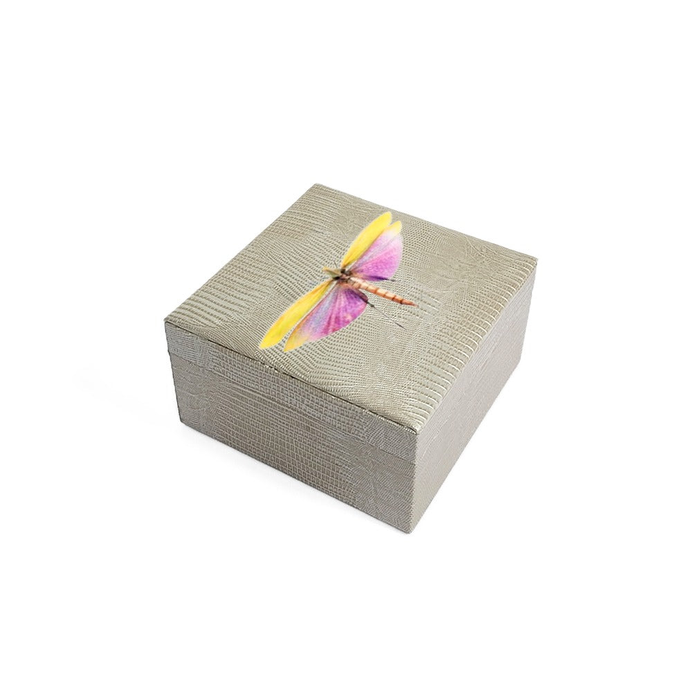 CAJA DE TE 4 TEJUS PLATA BEIGE