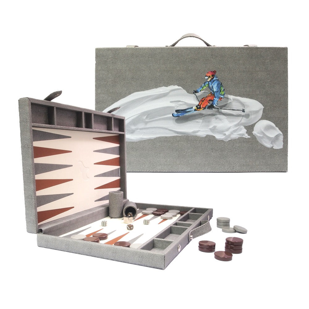 BACKGAMMON GRANDE REPTIL GRIS TAY XACUR