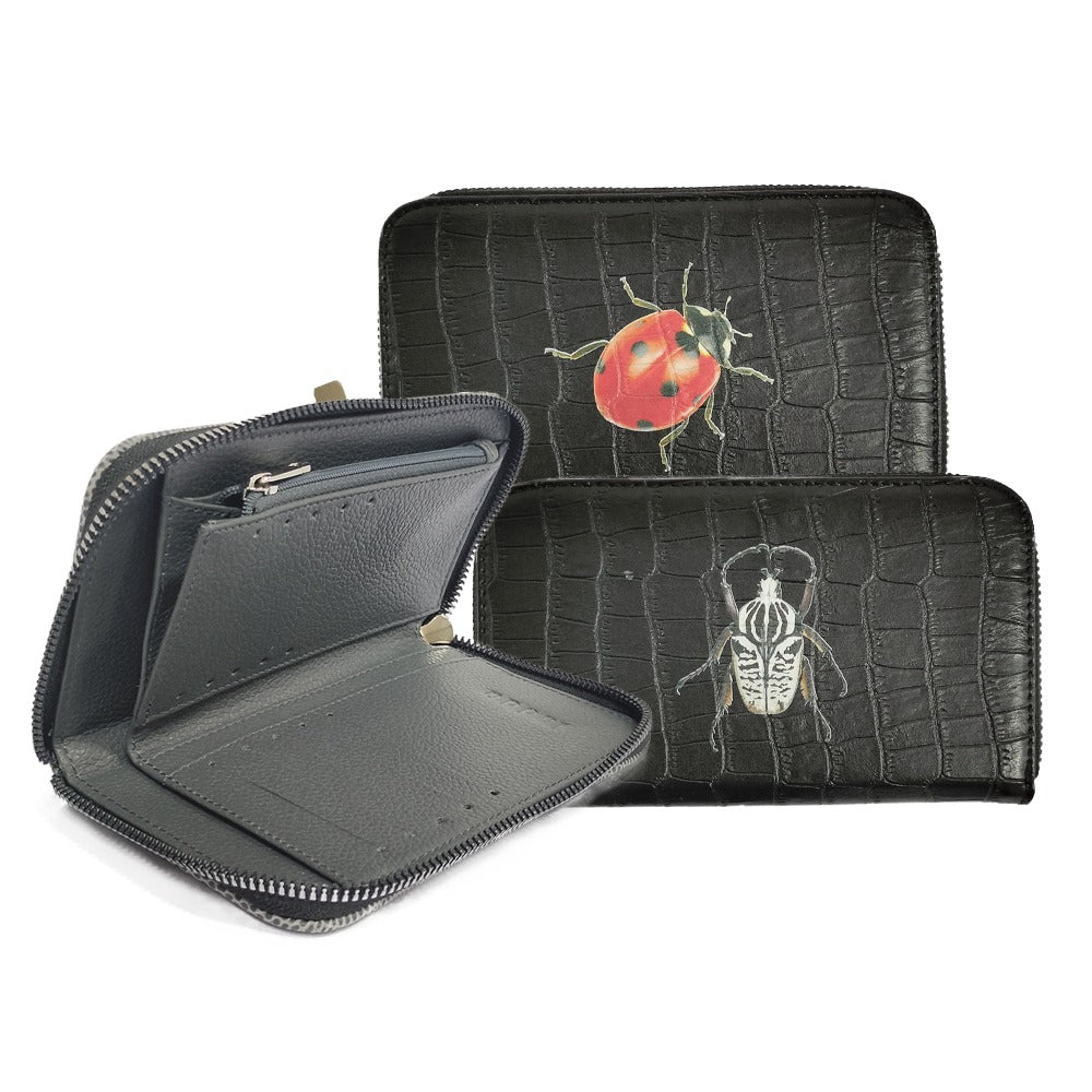 CARTERA MINI LICHA CROCO GLOSY NEGRO
