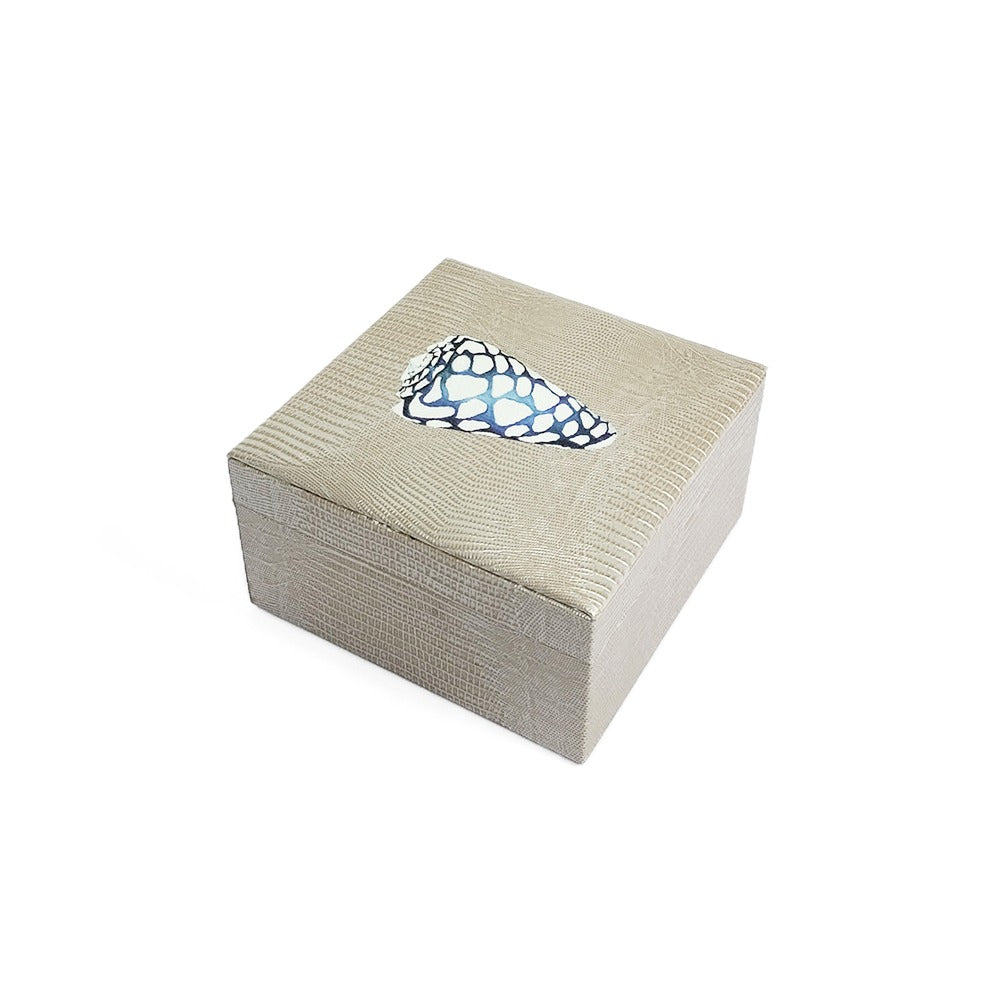 CAJA DE TE 4 TEJUS PLATA BEIGE
