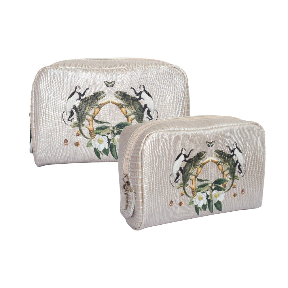 POUCH MONKEY TEJUS PLATA BEIGE MUZALUCI