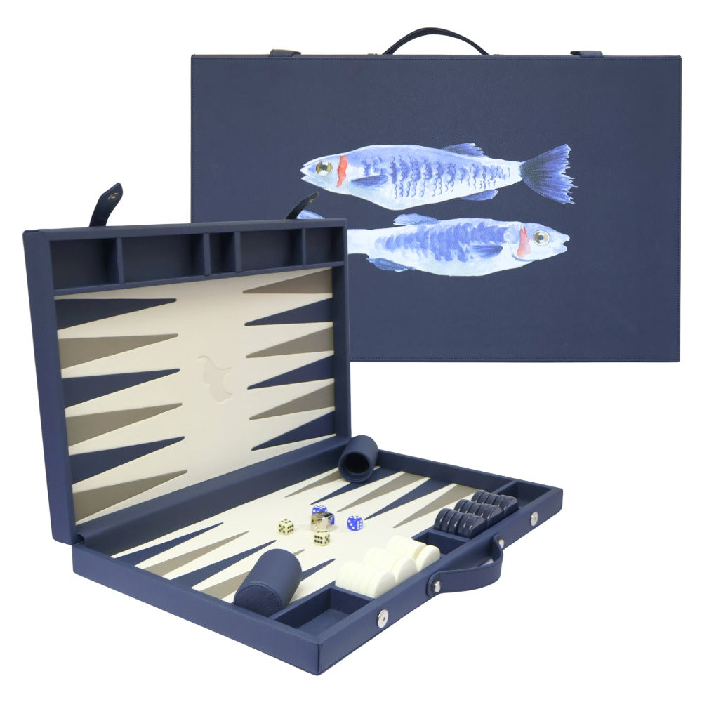 BACKGAMMON GRANDE FORRO AZUL NOCHE