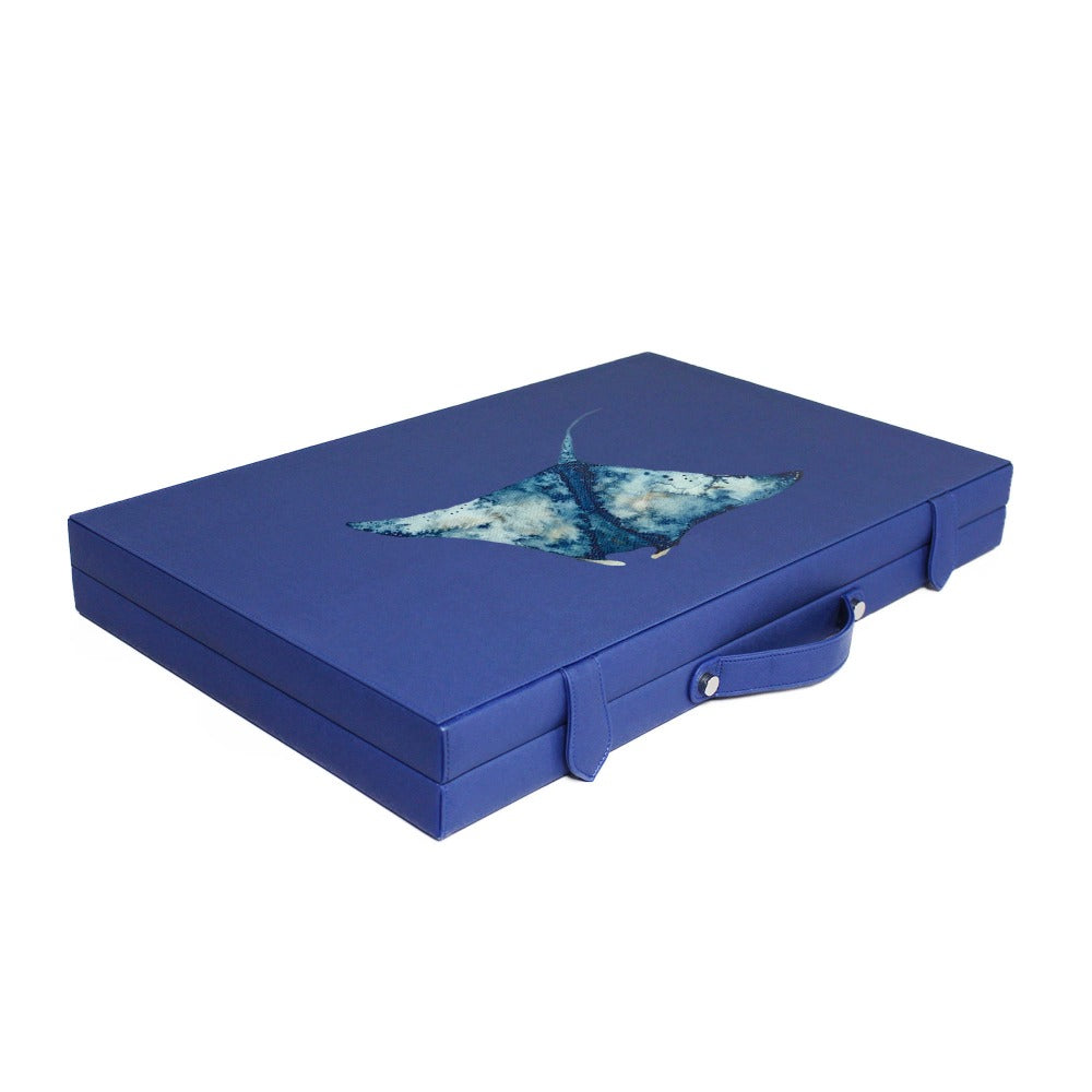 BACKGAMMON GRANDE FORRO AZUL MEDIO