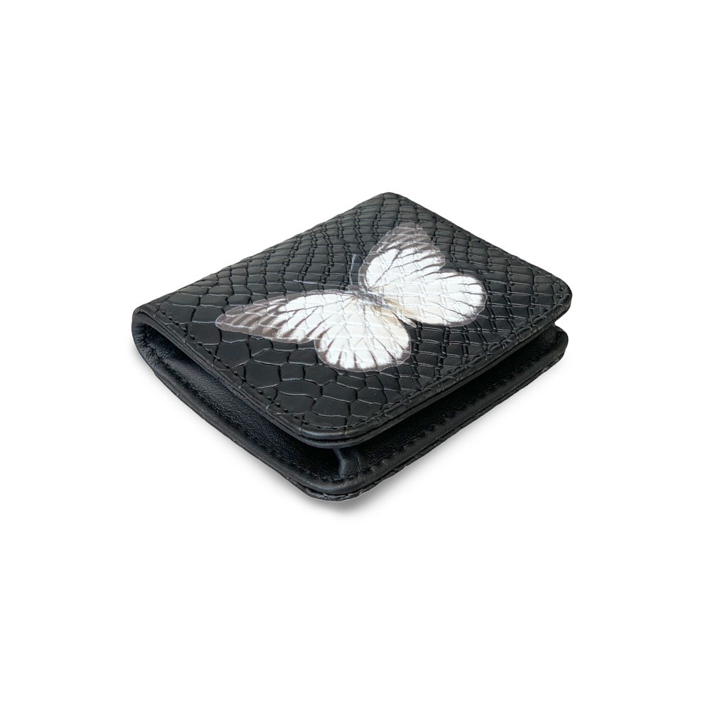 MONEDERO CUADRADO NEGRO MATE MARIPOSA NEGRA