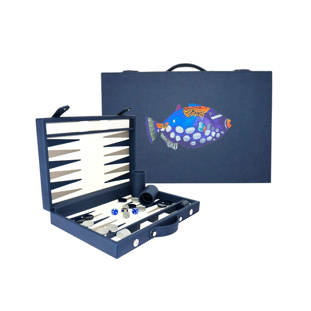 BACKGAMMON MEDIANO FORRO AZUL NOCHE