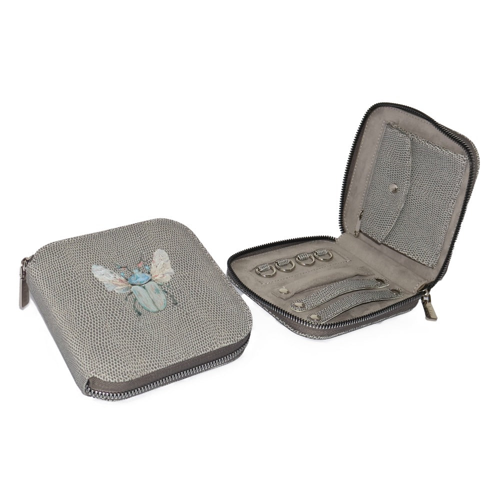 JOYERO DE VIAJE REPTIL GRIS