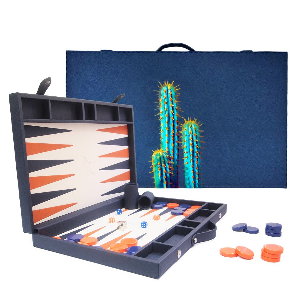 BACKGAMMON GRANDE FORRO AZUL NOCHE
