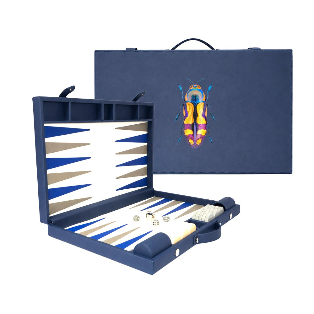 BACKGAMMON GRANDE FORRO AZUL NOCHE