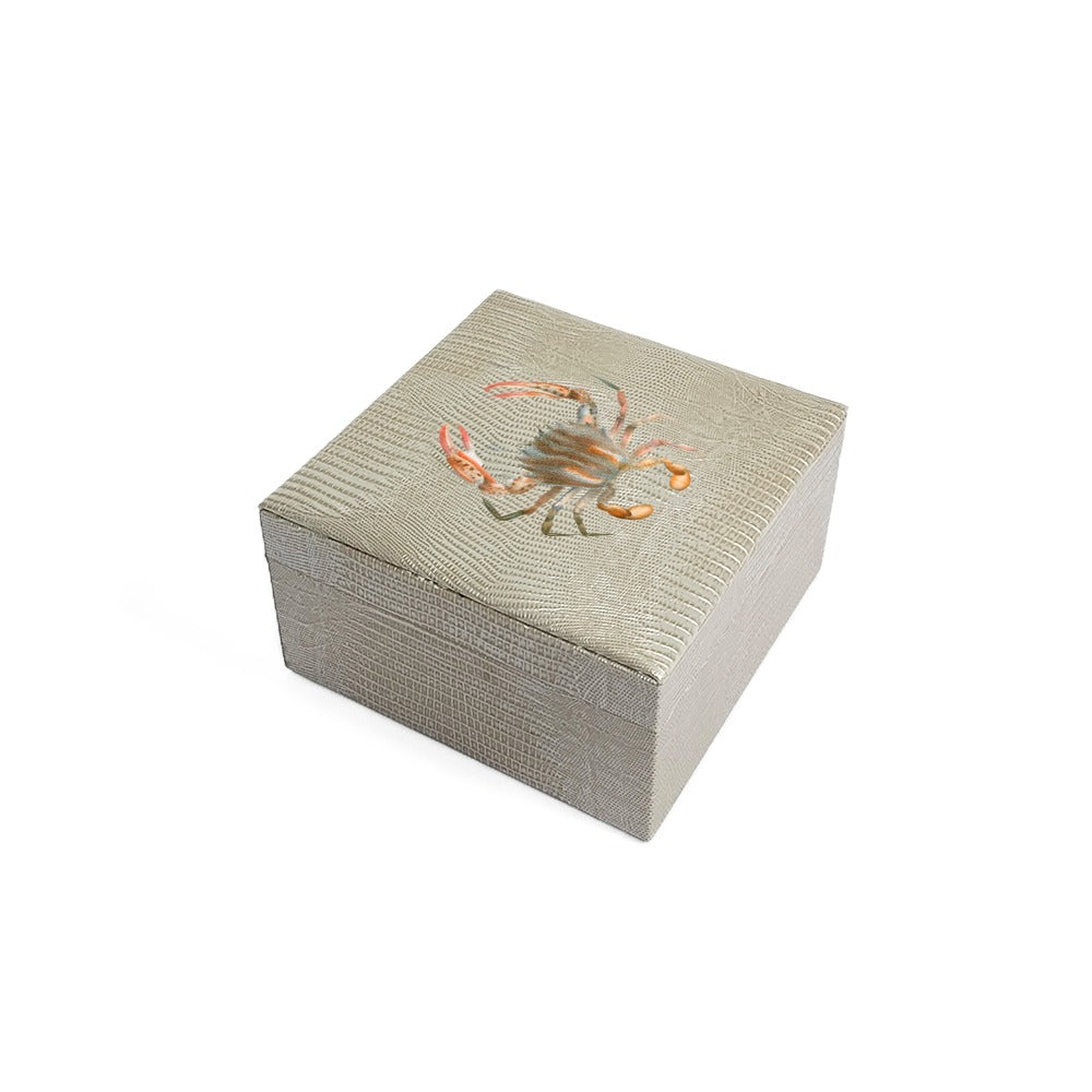 CAJA DE TE 4 TEJUS PLATA BEIGE