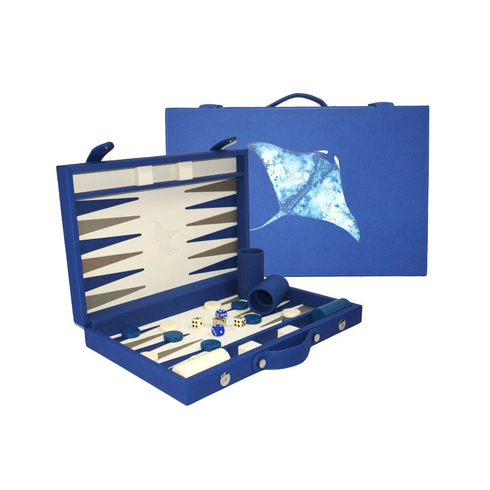 BACKGAMMON MEDIANO FORRO AZUL MEDIO