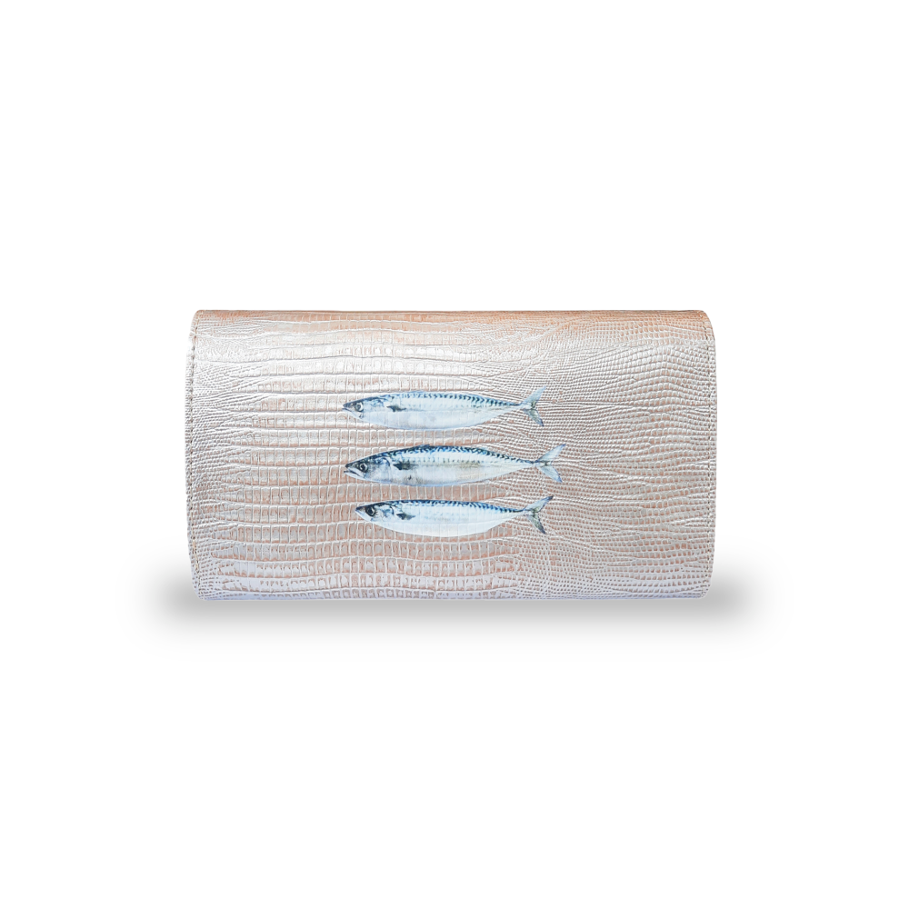 CARTERA LICHA TEJUS PLATA BEIGE
