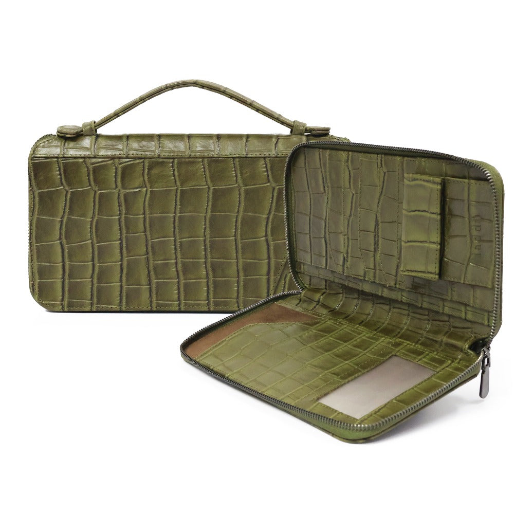 PORTA DOCUMENTOS DE PIEL CON MUÑEQUERA