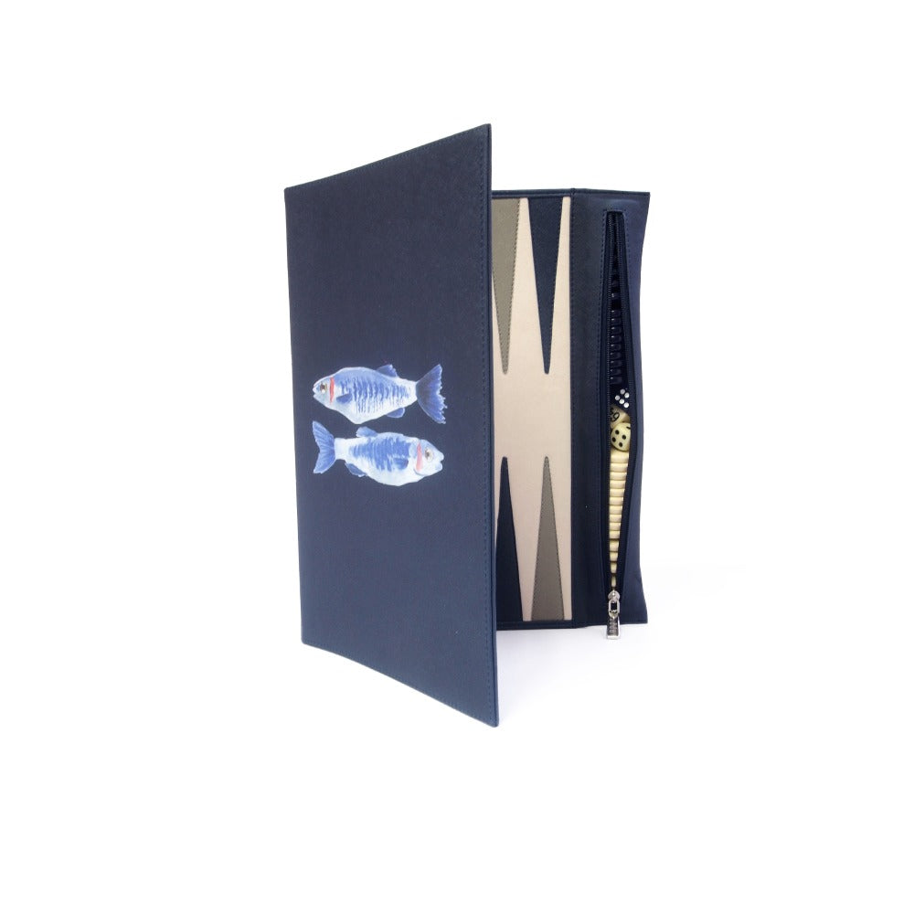 BACKGAMMON DE VIAJE FORRO AZUL NOCHE