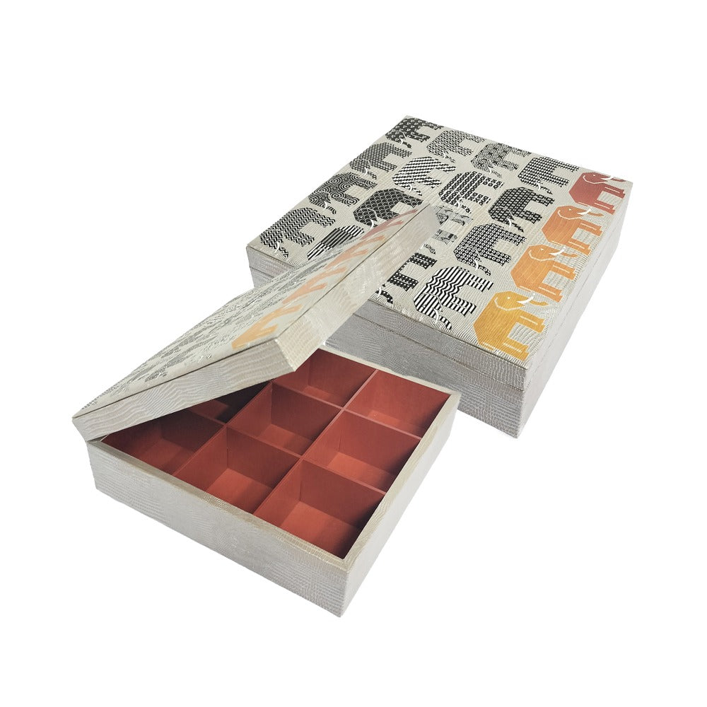 CAJA DE TE 9 TEJUS PLATA BEIGE PEDRO FRIEDEBERG