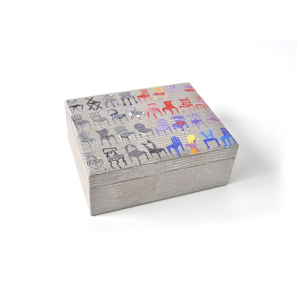CAJA DE TE 6 TEJUS PLATA BEIGE PEDRO FRIEDEBERG