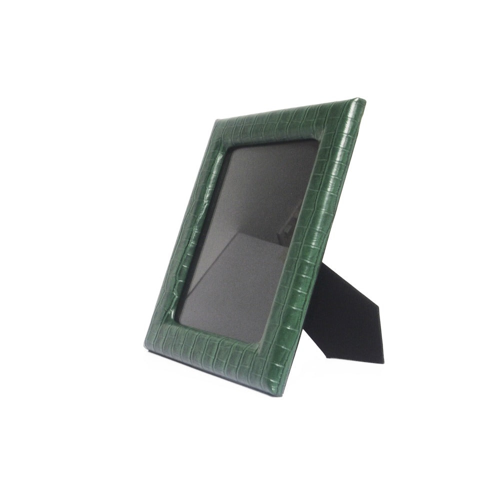 MARCO GRANDE  RECTANGULAR PIEL VERDE EDEN LISO