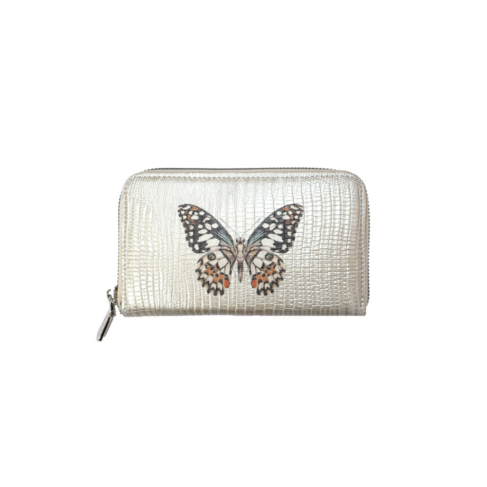 CARTERA MINI LICHA TEJUS PLATA BEIGE