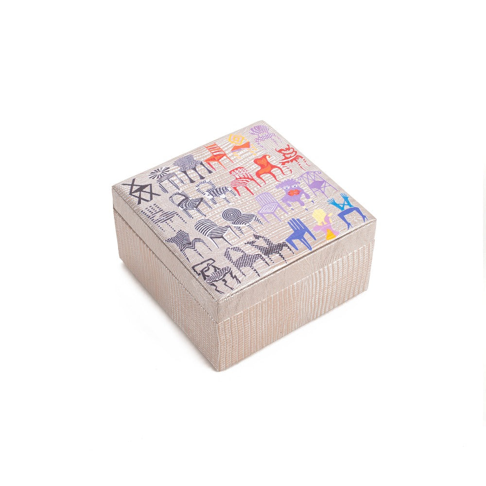 CAJA DE TE 4 TEJUS PLATA BEIGE PEDRO FRIEDEBERG